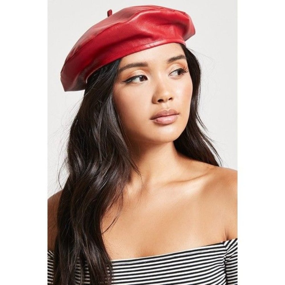 Leather Red Beret